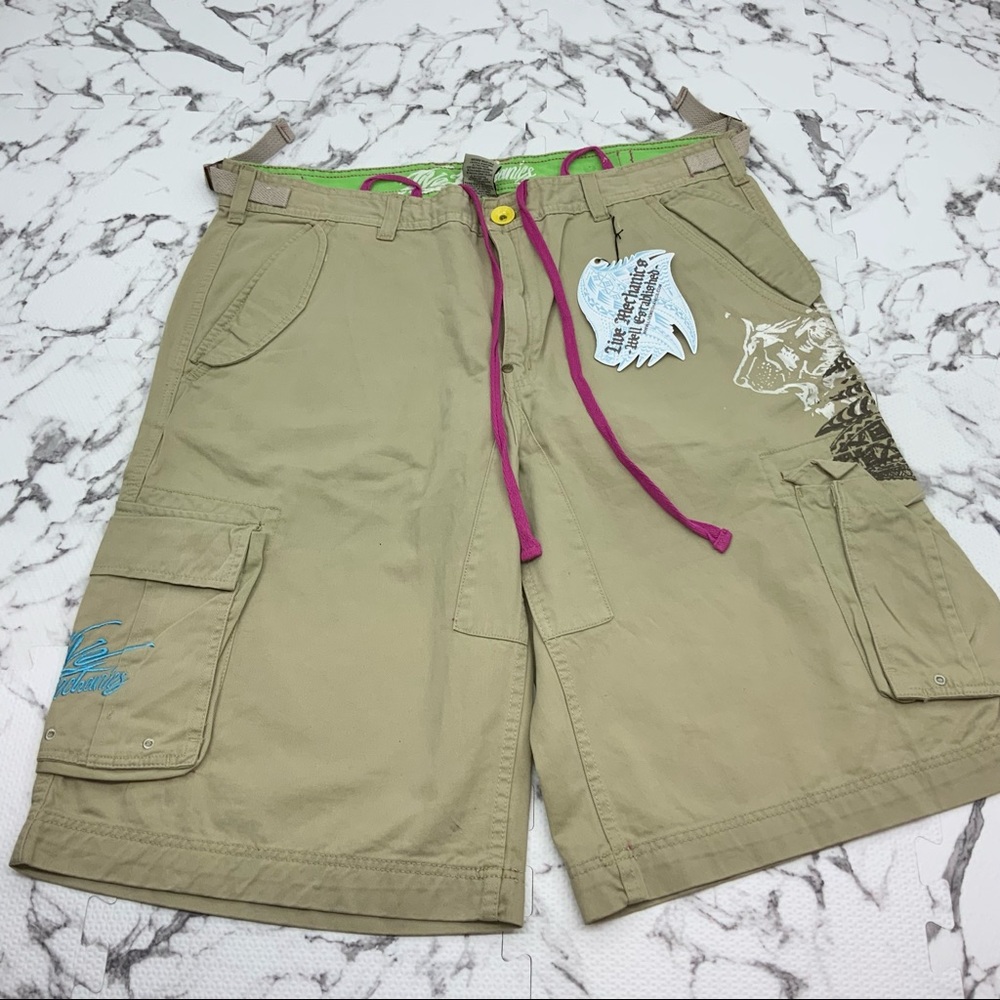 Men's Live Mechanics Khaki Cargo Casual Shorts